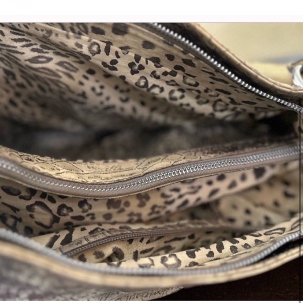 Cavalcanti Women's Brown Leather Tote Bag Reptile Embossing Casual - Picture 13 of 15